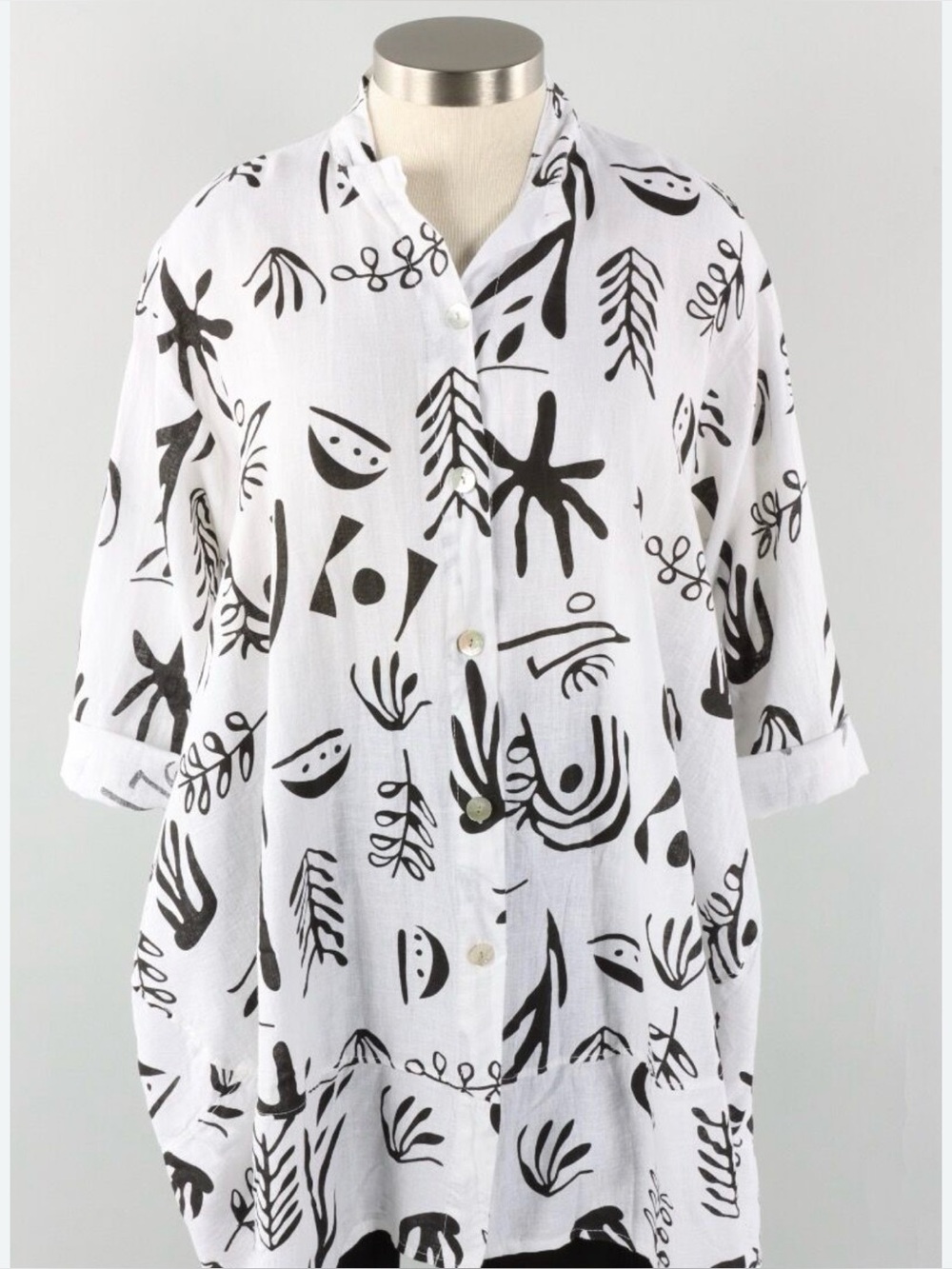 Transparente Linen Black and White Dress/Tunic/Duster Sz 3